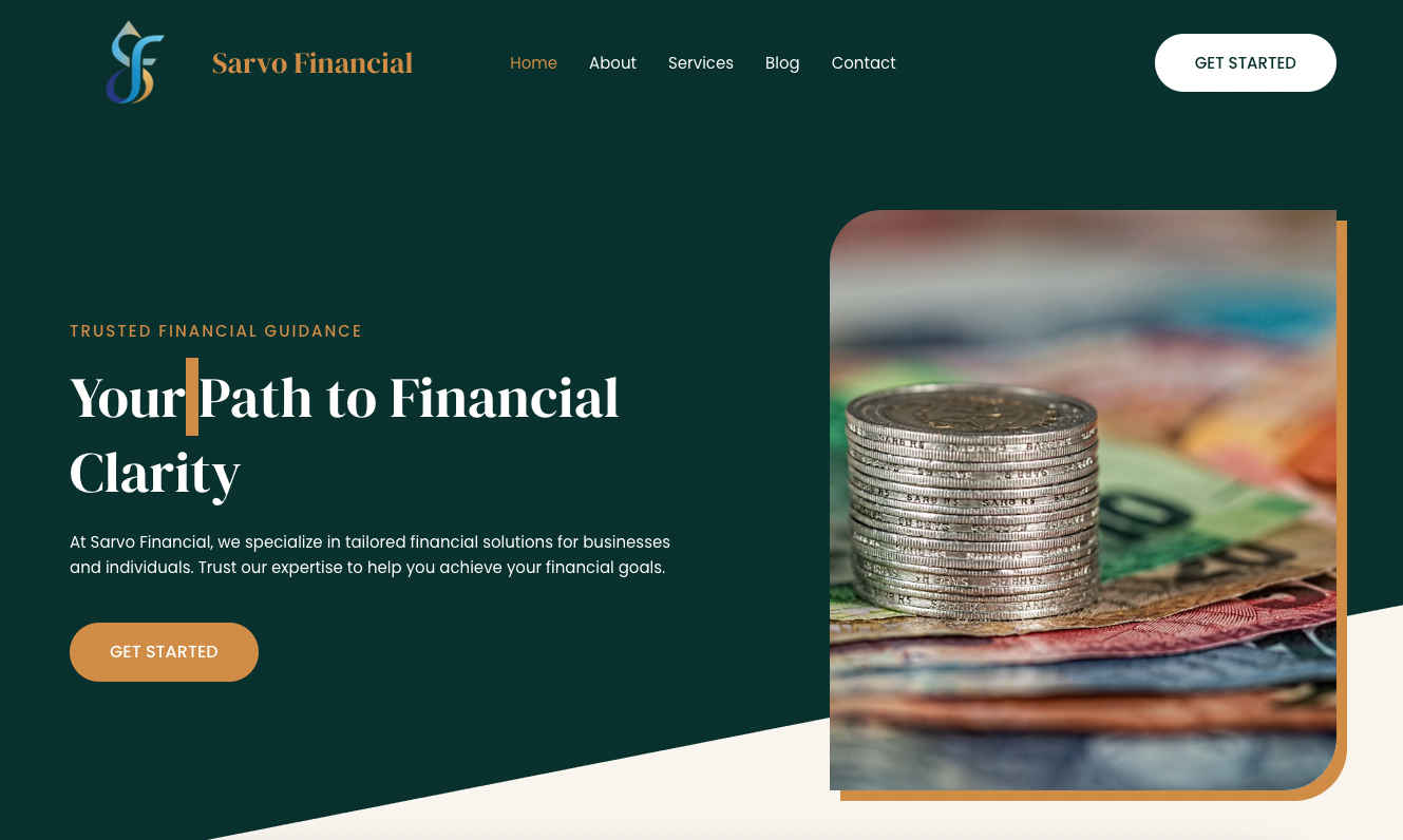 Sarvo Financial website