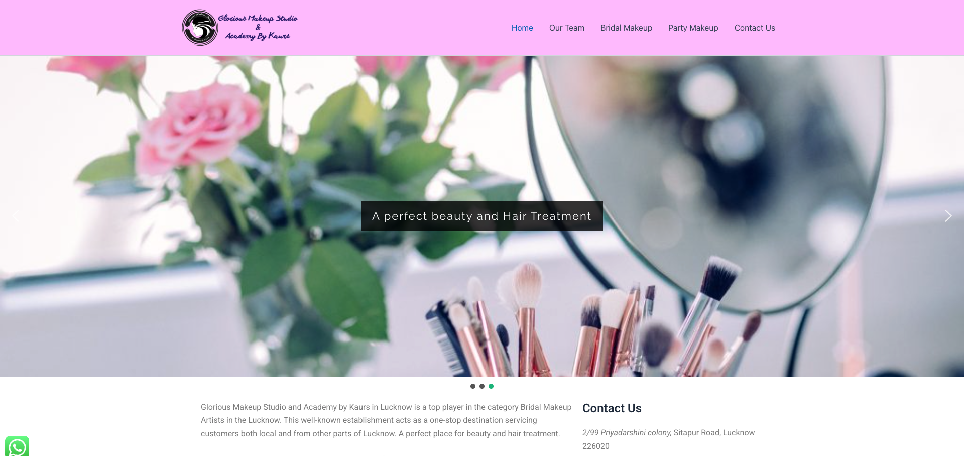 Glorious Makeup Studio website